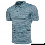 Striped Print T Shirt Men,Donci Business Button Lapel Tees Casual Tight Solid Color Summer New Short Tops Blue B07Q34QGNQ